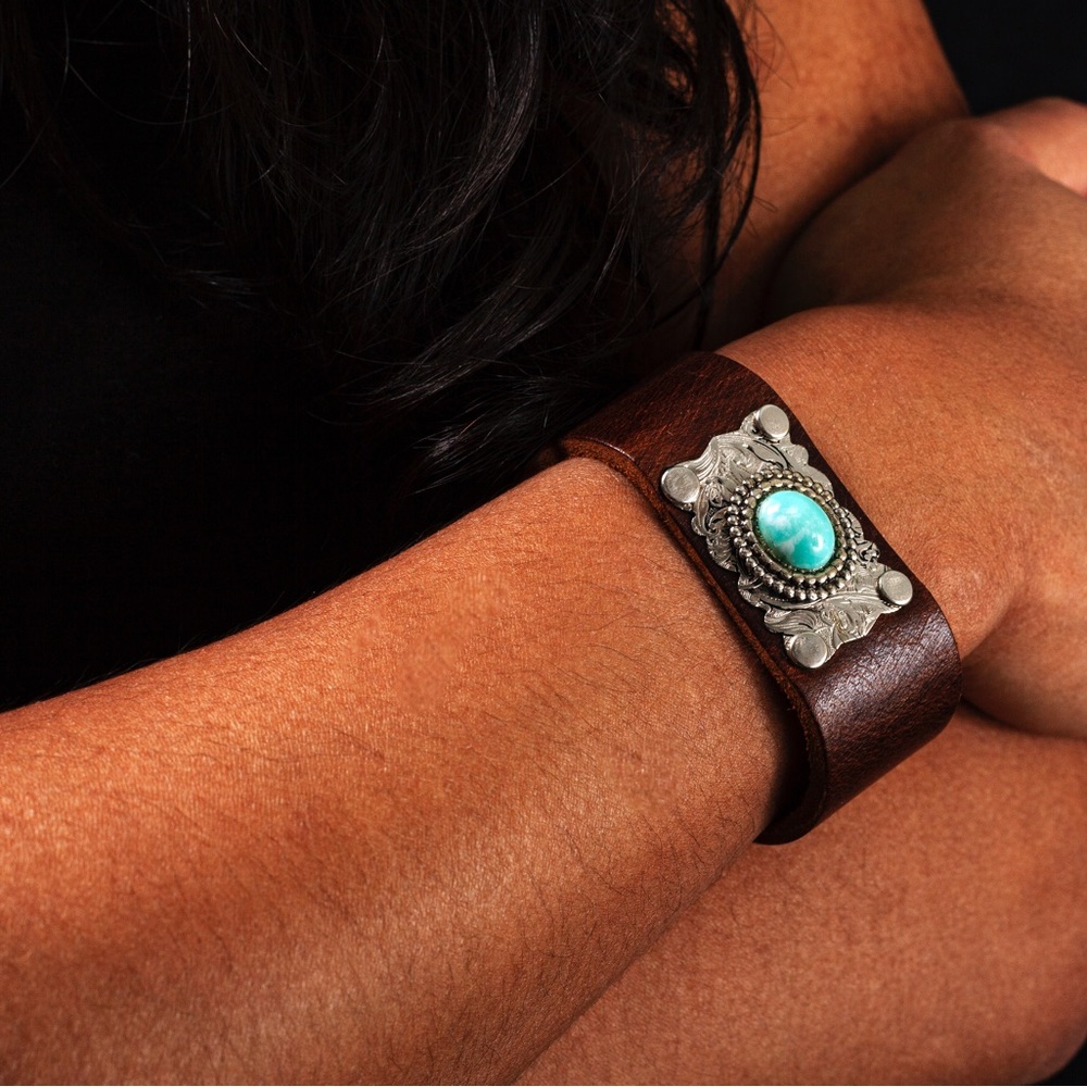 Genuine Leather Turquoise Bracelet